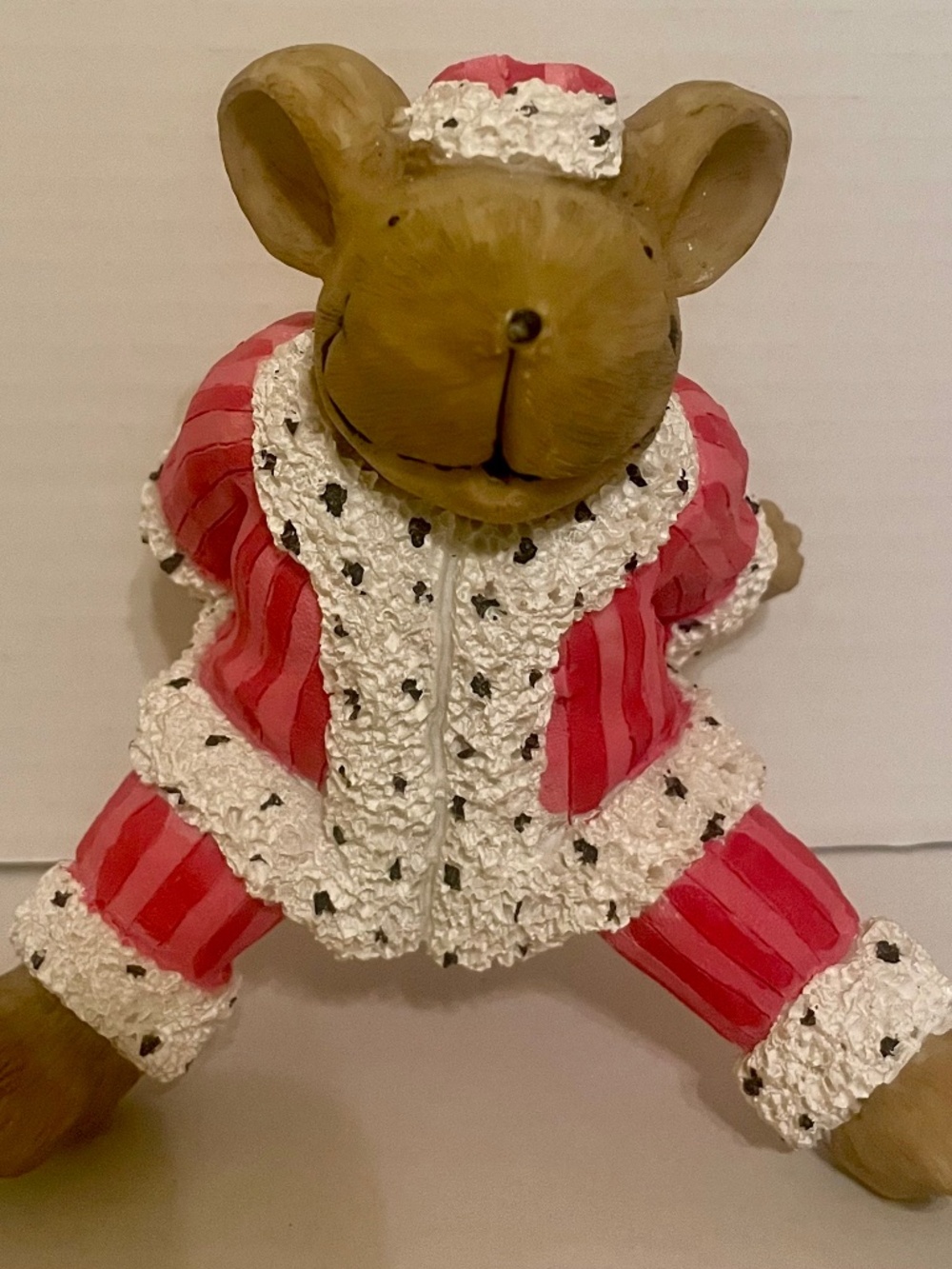 Whimsical Christmas Mouse Figurine-Red and White
